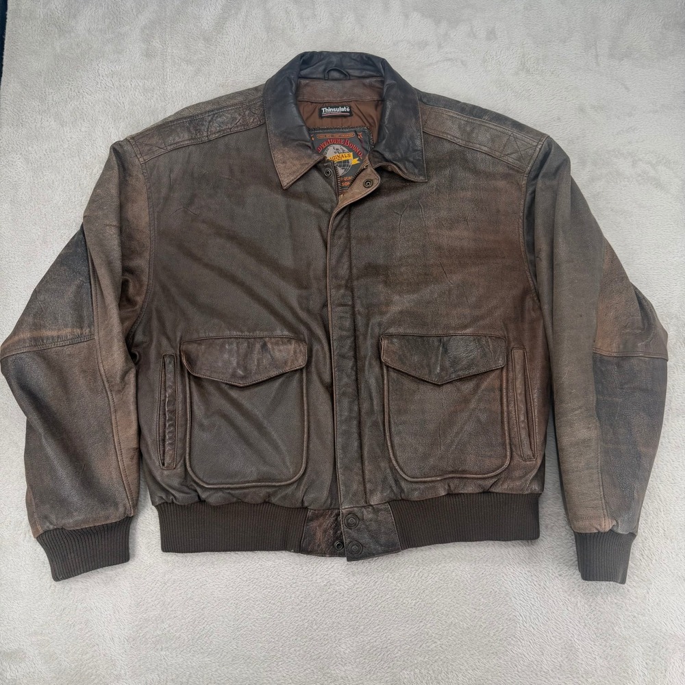 Vintage Adventure Bound Wilsons Leather‎ Bomber Jacket XL Brown Preowned